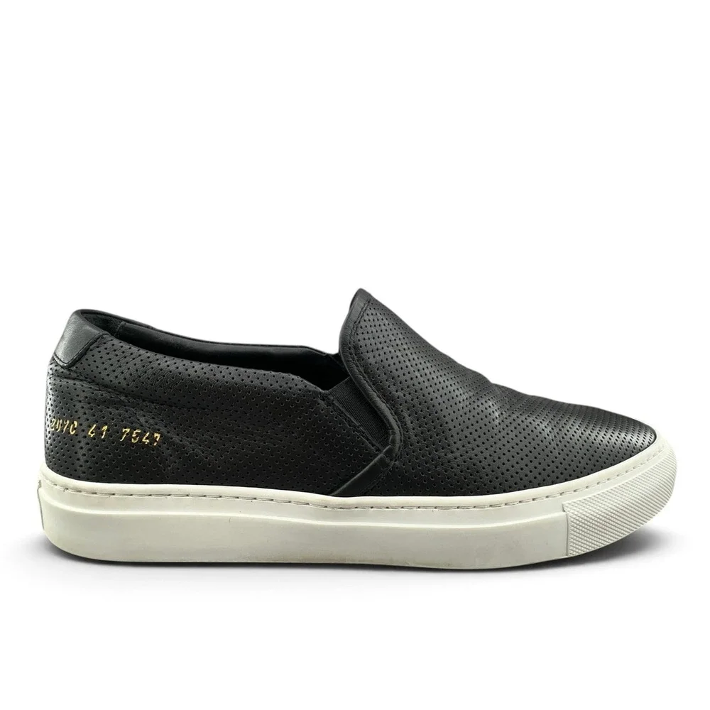Common Projects Perforated Slip-On Sneakers Size EU 41 READ DESC Black Leather